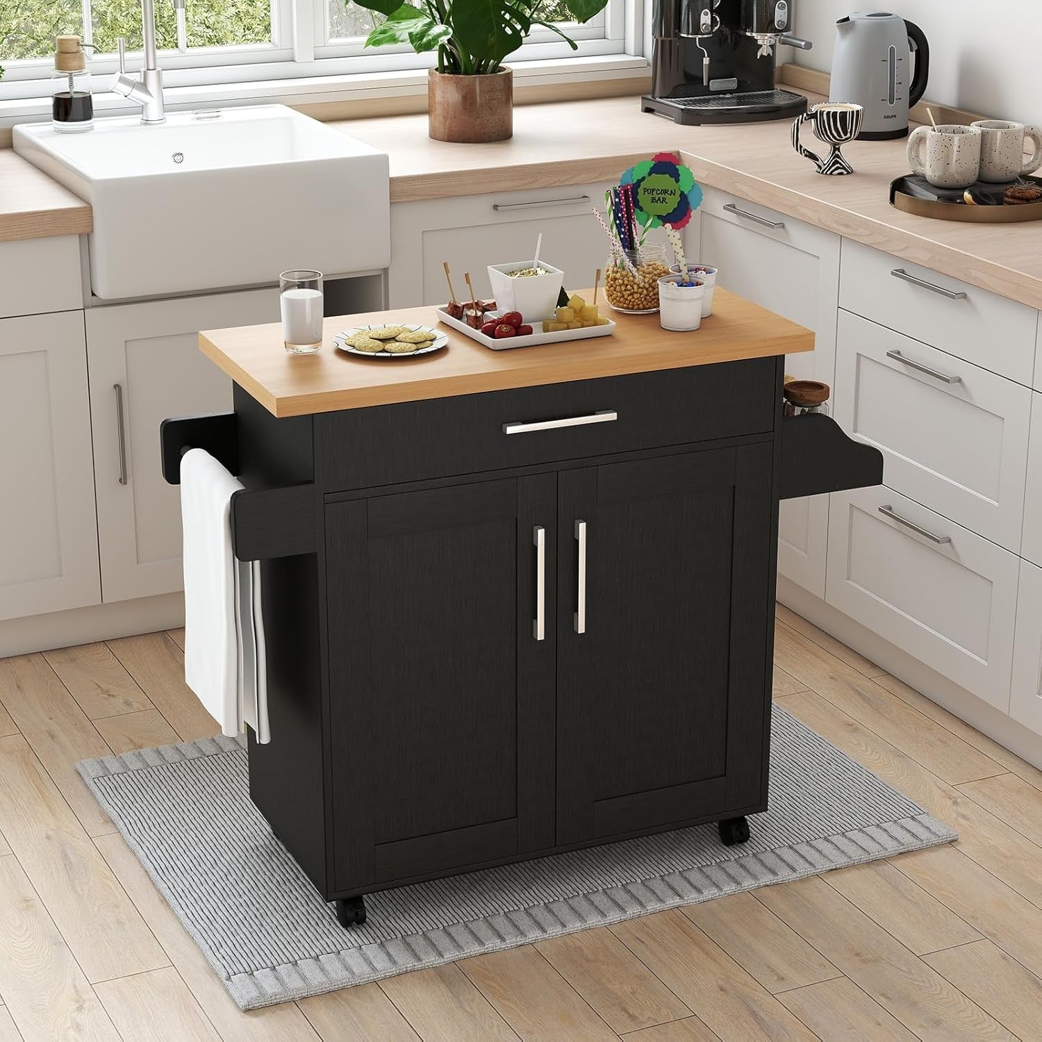 Kitchen Storage Trolley Rolling Island Cabinet Large Drawer Cupboard Cart