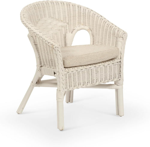 Kids Wicker Chair with Cushion Indoor Rattan Children’s Armchair White