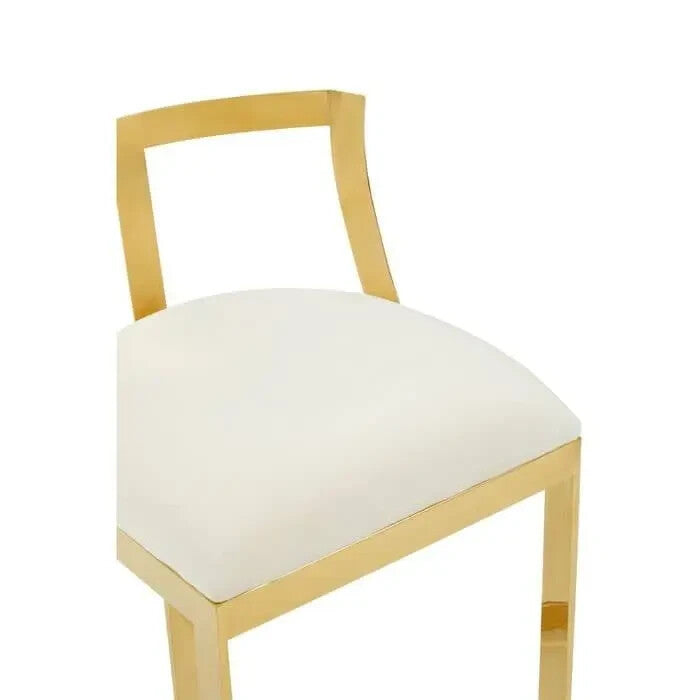 Ivory Velvet Bar Stool – Gold Frame, Arched Base, Modern Luxe Design