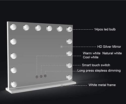 Hollywood Style Lighted Vanity Mirror 42x50cm with 14 LED Bulbs & Dimming