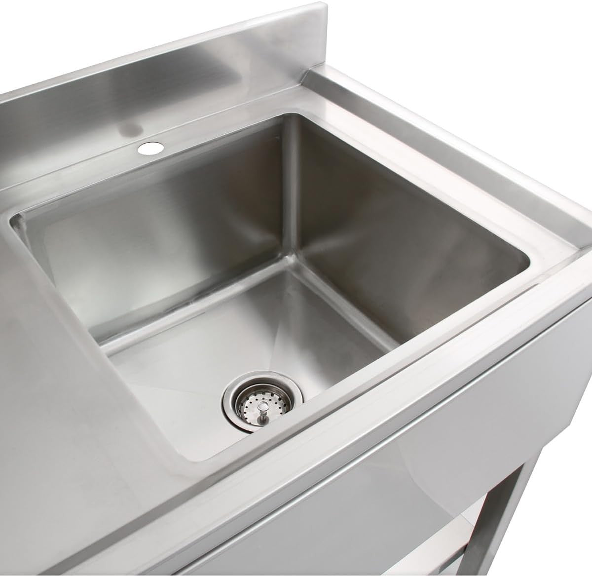 6FT Stainless Steel Catering Bench + 2 Wall Shelves Prep Table 250kg Backsplash