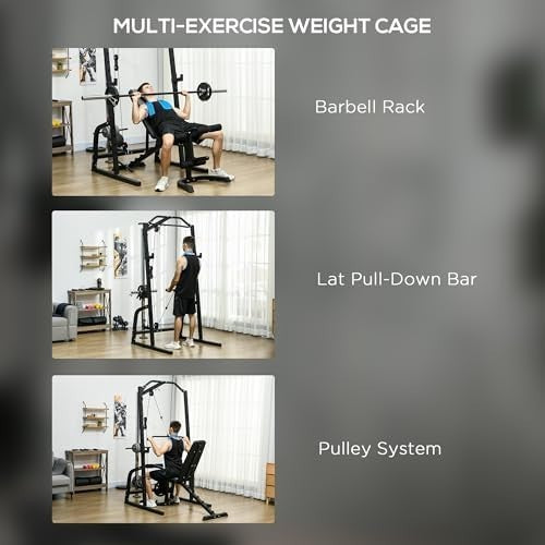 Smith Machine Cable Pulley System Adjustable Bench Home Gym Rack