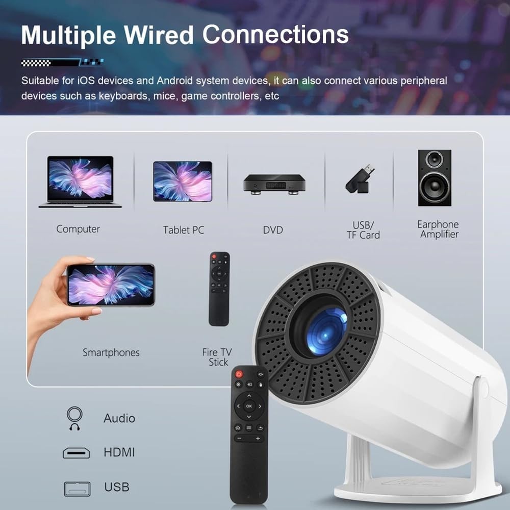 4K Mini Smart Projector 720P WiFi 6 Bluetooth Android Portable