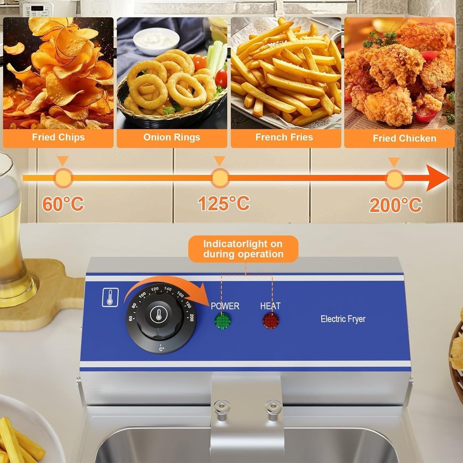 6L Commercial Deep Fat Fryer Stainless Steel Single Tank Countertop