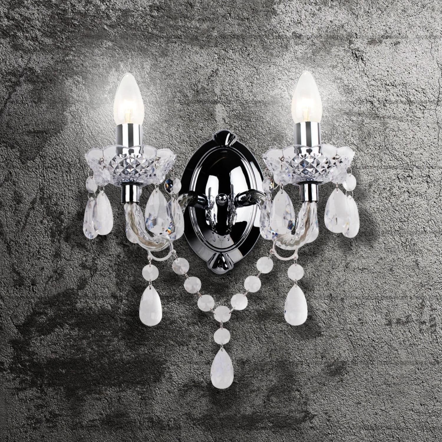 Clear Acrylic Wall Light Twin Sconce | Dimmable LED Compatible Elegant Lamp