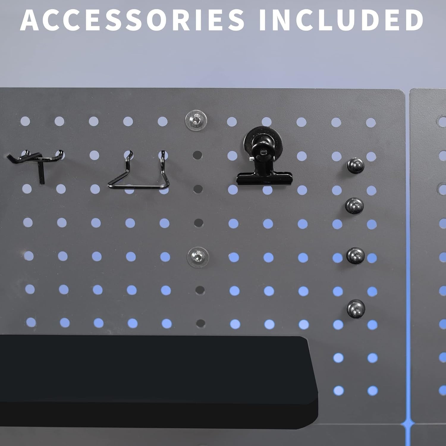 Clamp-On Steel Desk Pegboard 30×51cm Magnetic Organizer Panel Black