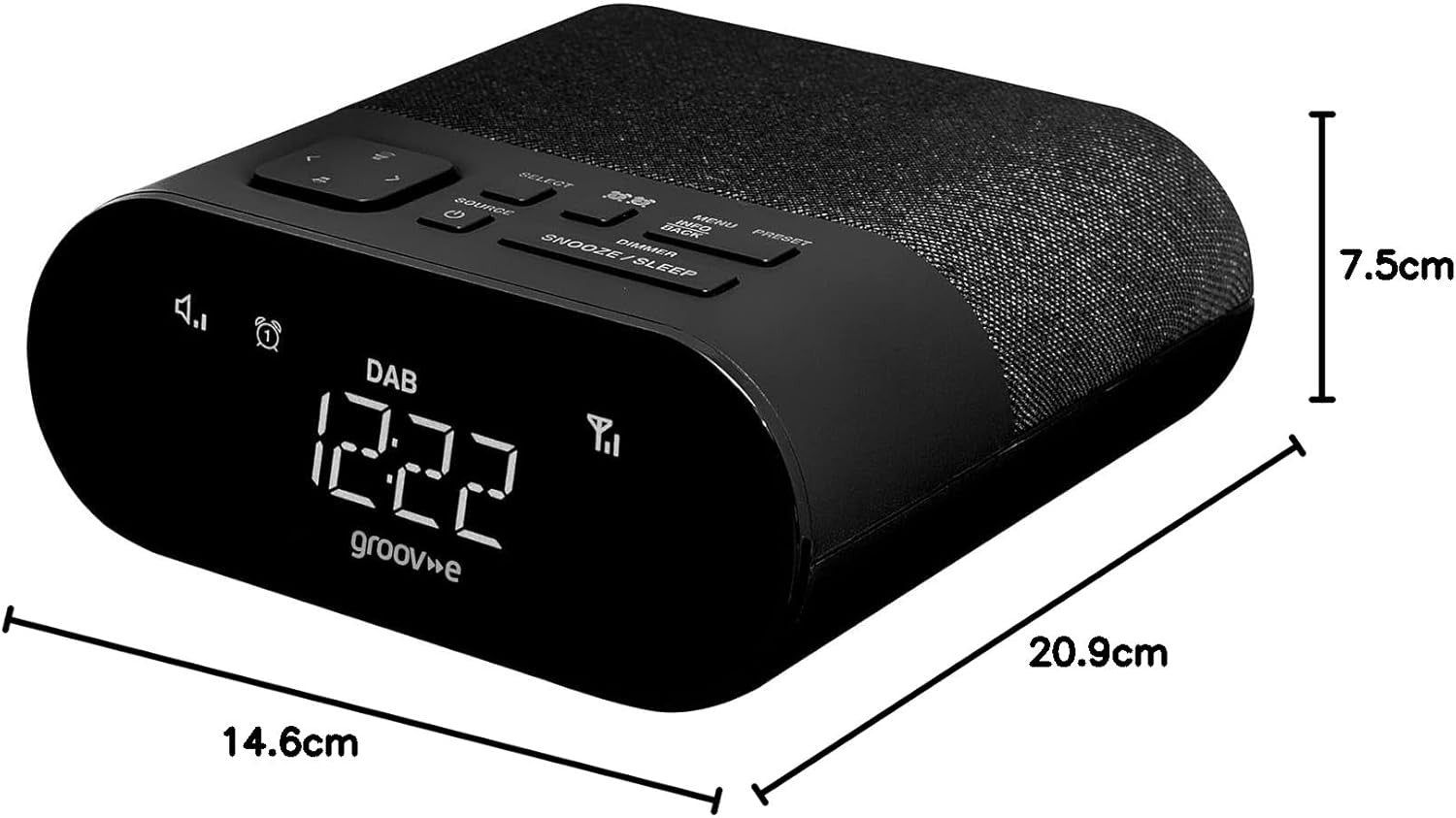 DAB DAB+ FM Clock Radio LED Display USB Charging Dual Alarm Presets