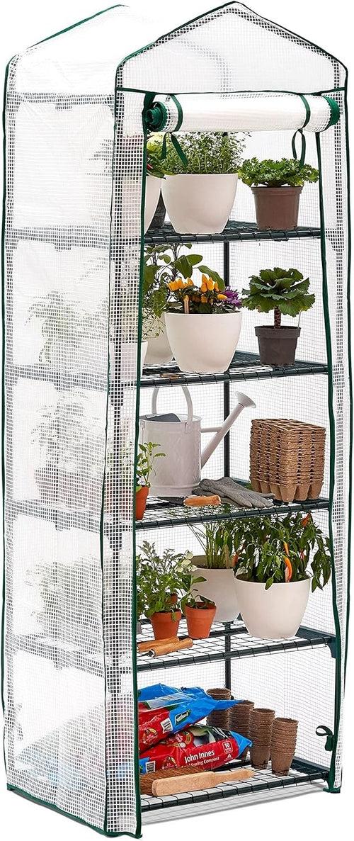 5 Tier Mini Greenhouse with Reinforced PVC Cover | Sturdy Steel Frame