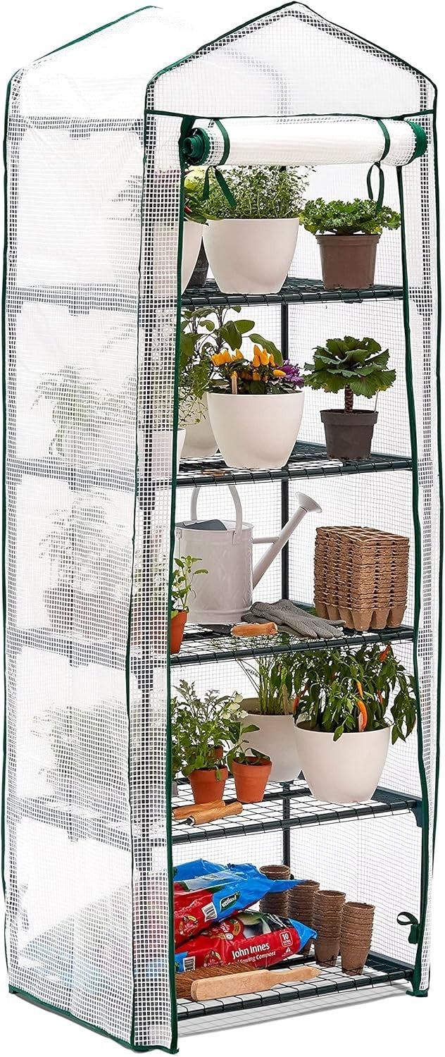 5 Tier Mini Greenhouse with Reinforced PVC Cover | Sturdy Steel Frame