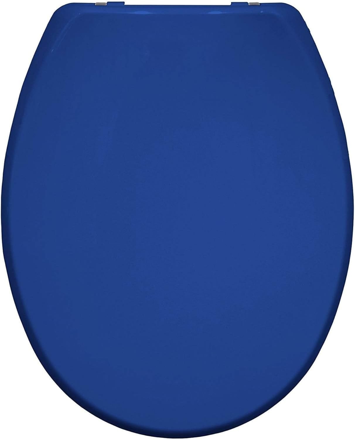 Toilet Seat Marine Blue Thermoplastic Non-Slip Chrome Hinges 145–165mm