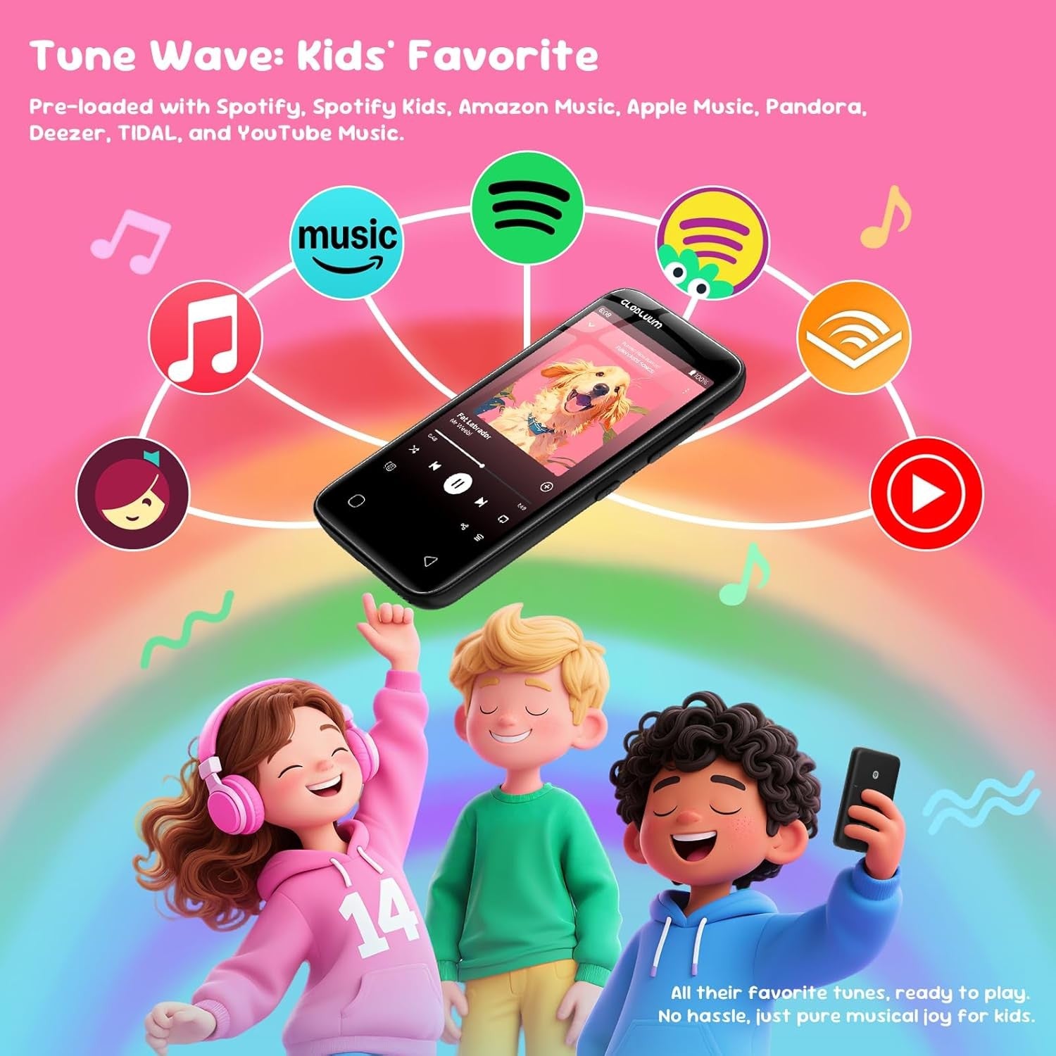 80GB Kids MP3 Player w/ 4″ Touchscreen, WiFi, Bluetooth, Parental Controls