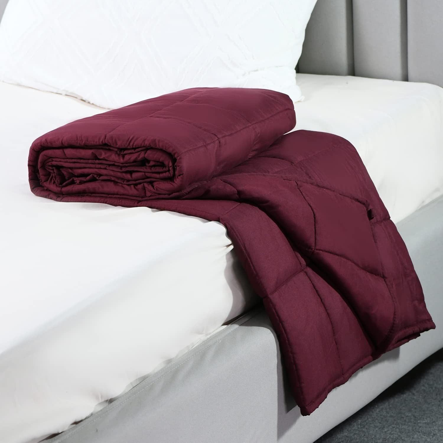 Burgundy Weighted Blanket 150x200cm 9kg for Stress & Anxiety Relief