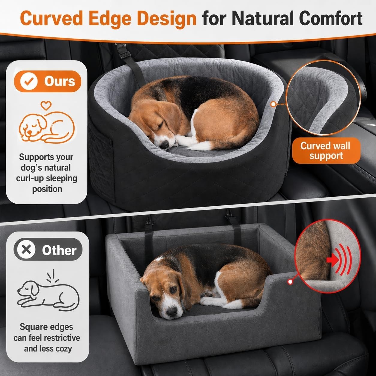 Elevated Dog Car Seat Memory Foam Booster Bed Safety Belt Pet Travel