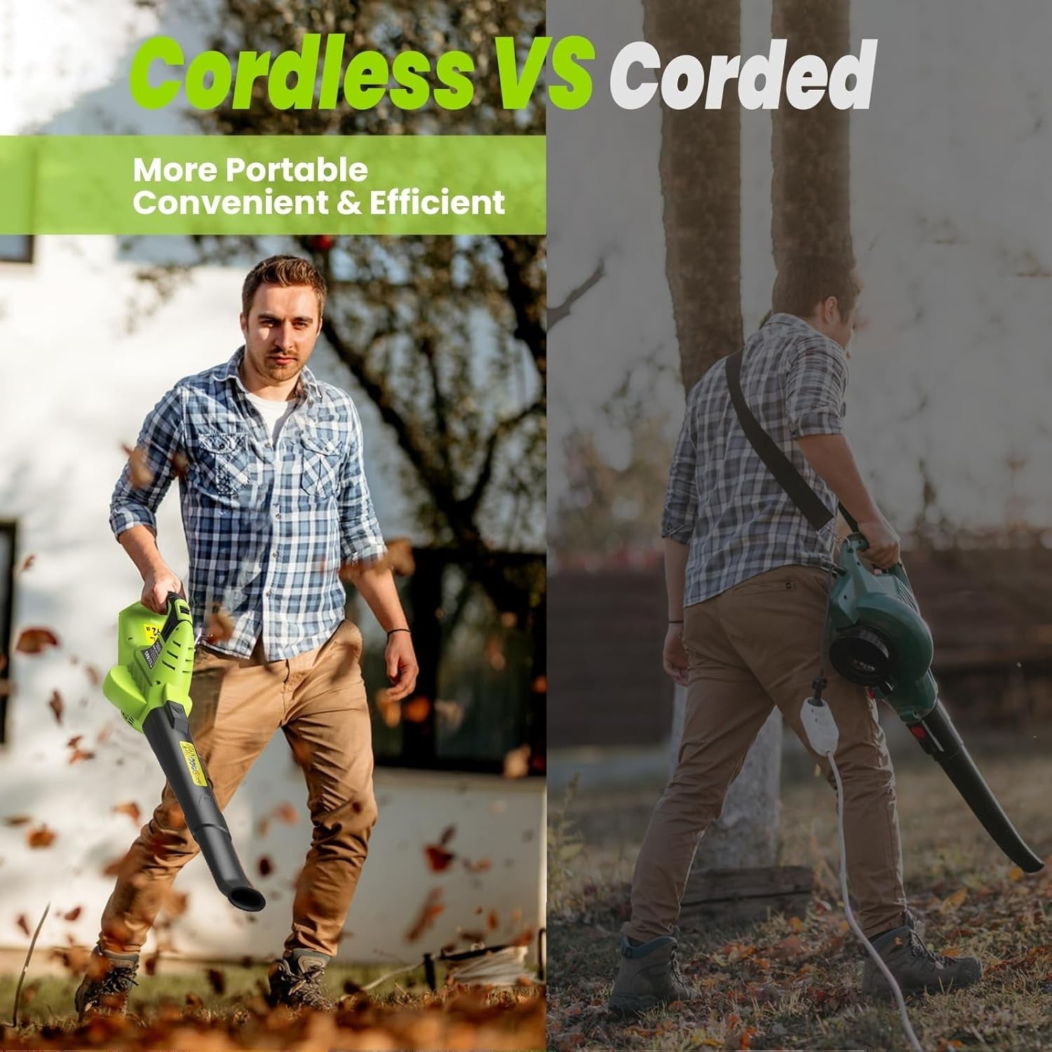 Cordless Leaf Blower 20V Dual Battery 130MPH Lightweight Garden Cleaner