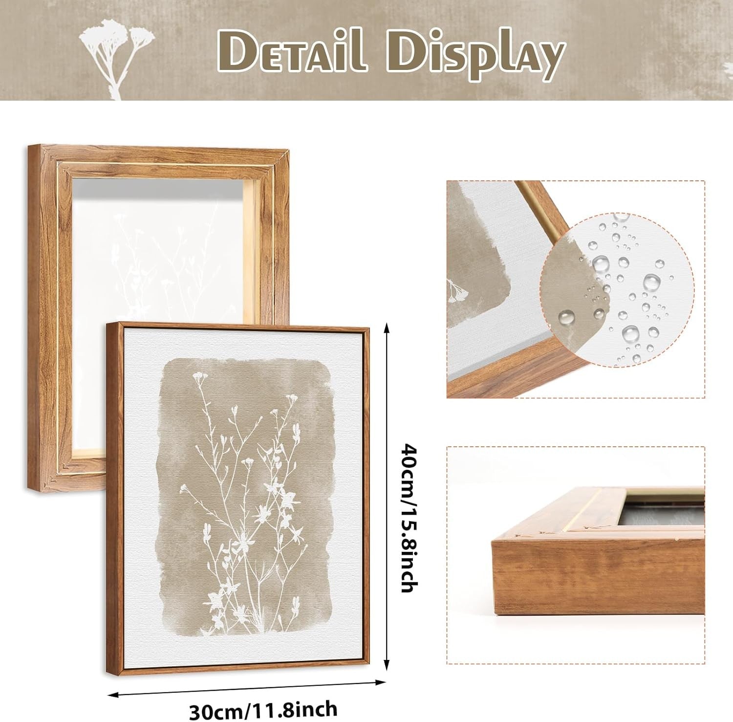 Botanical Farmhouse Framed Canvas Wall Art Set 3 Neutral Floral Home Decor