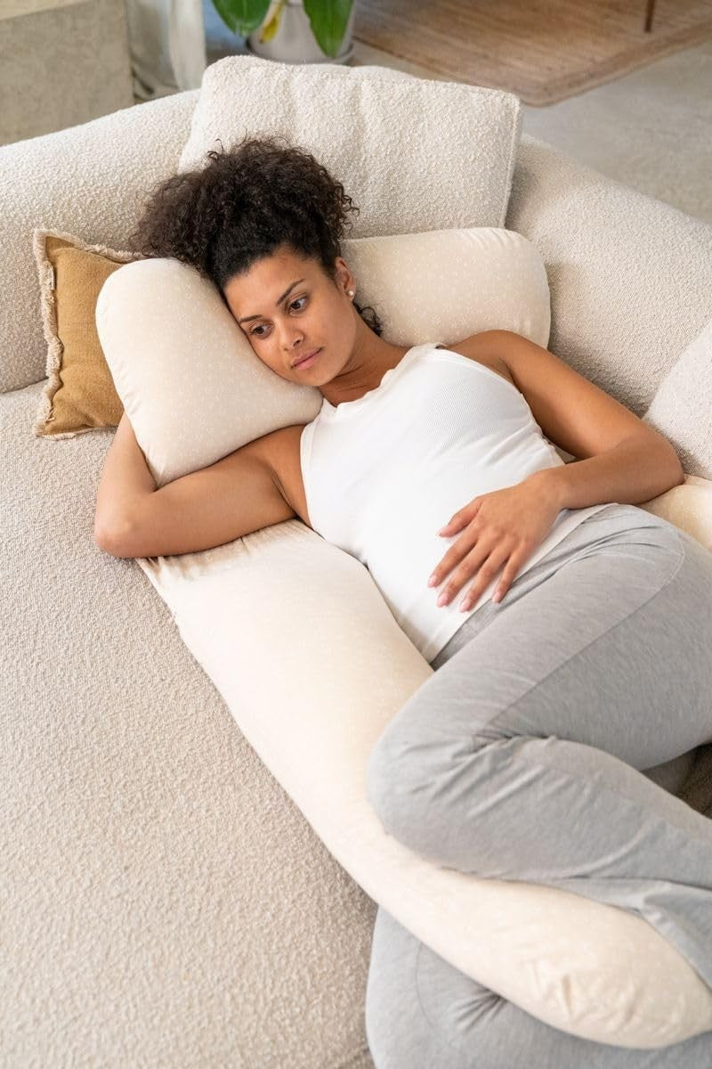 Pregnancy Pillow XXL Full Body Maternity Nursing Organic Cotton Sand