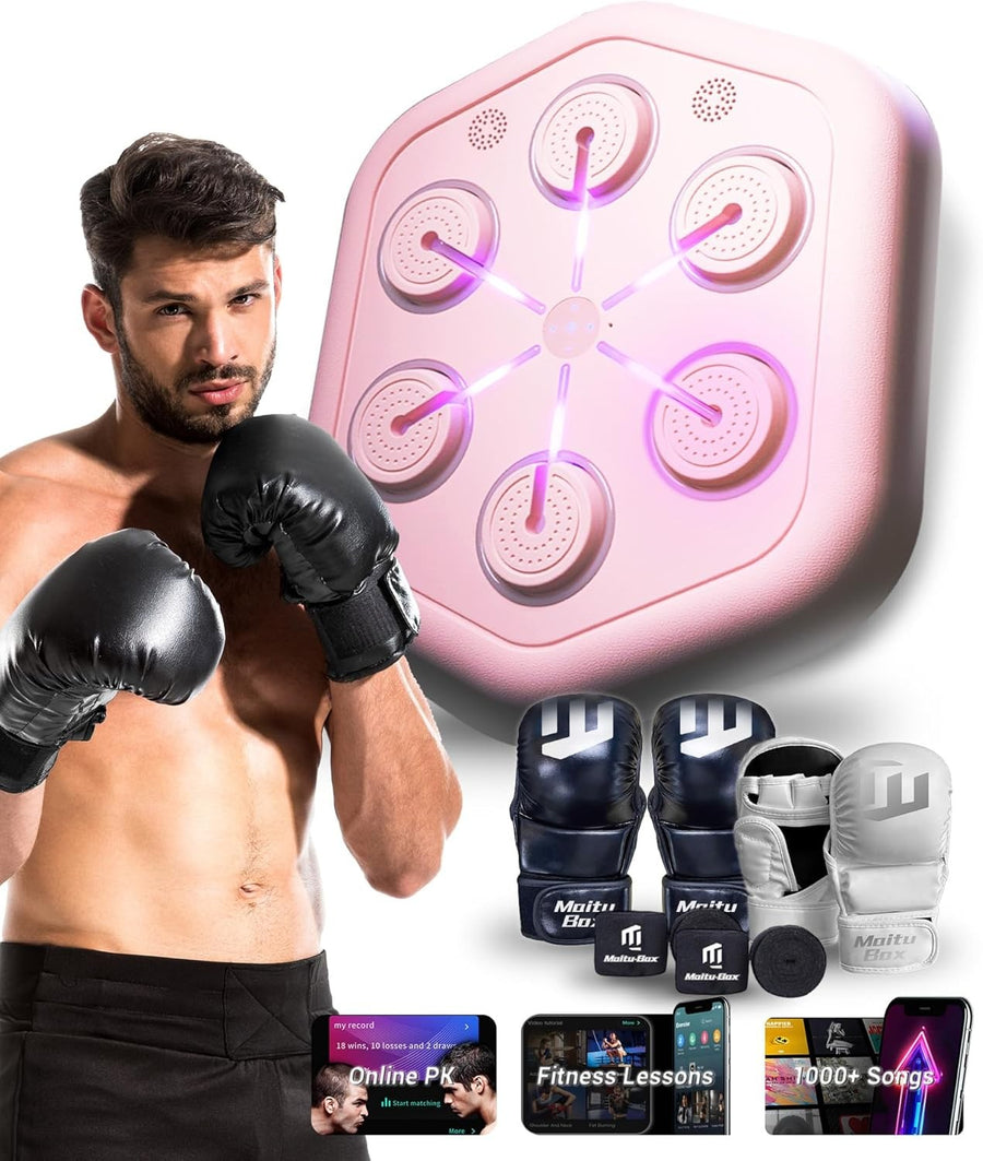 Smart Music Boxing Machine Wall Mounted Bluetooth LED Punch Trainer Home Gym