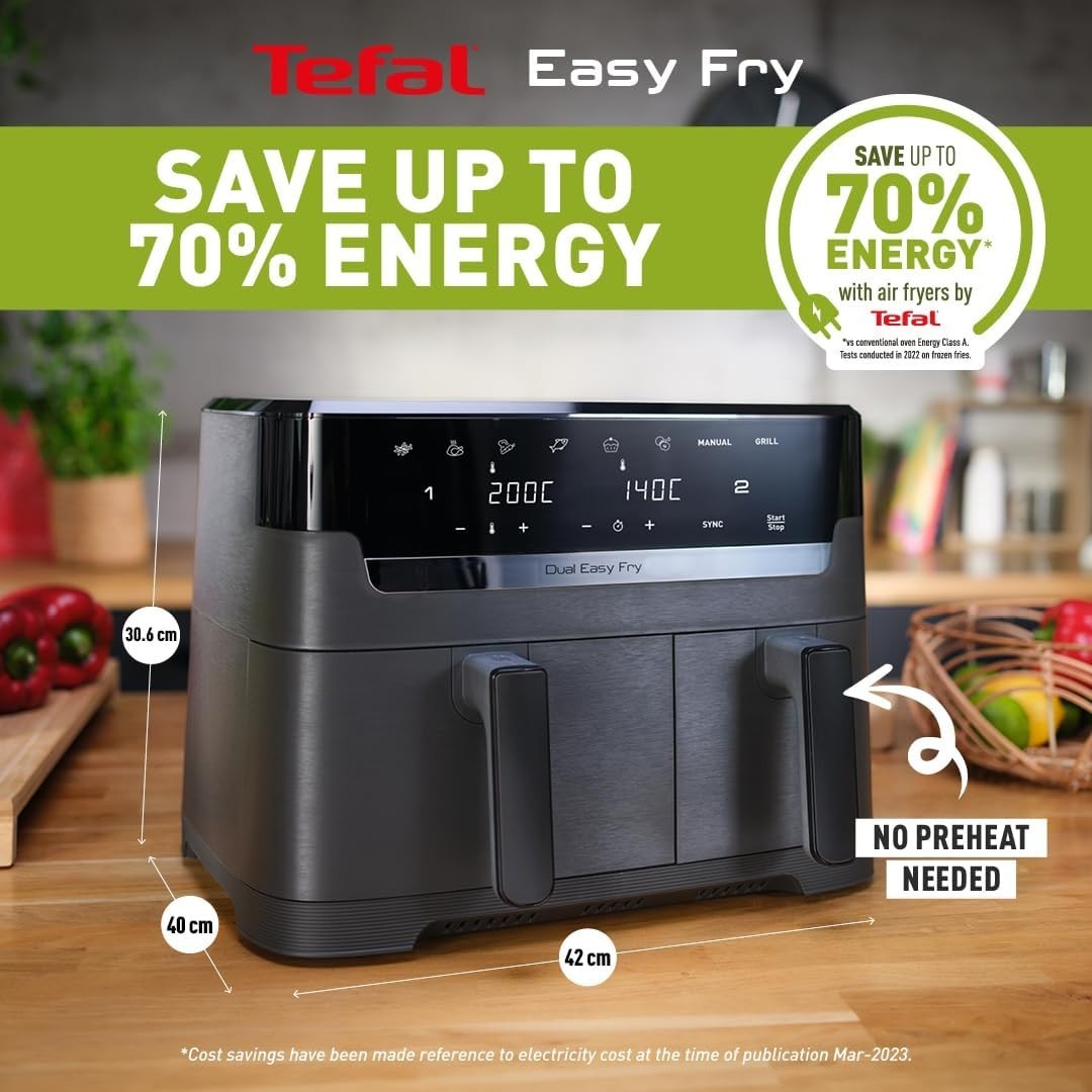 8.3 Dual Zone Air Fryer 2 Drawer Extra Crisp 8in1 Fast Healthy Cooking Dishwashr