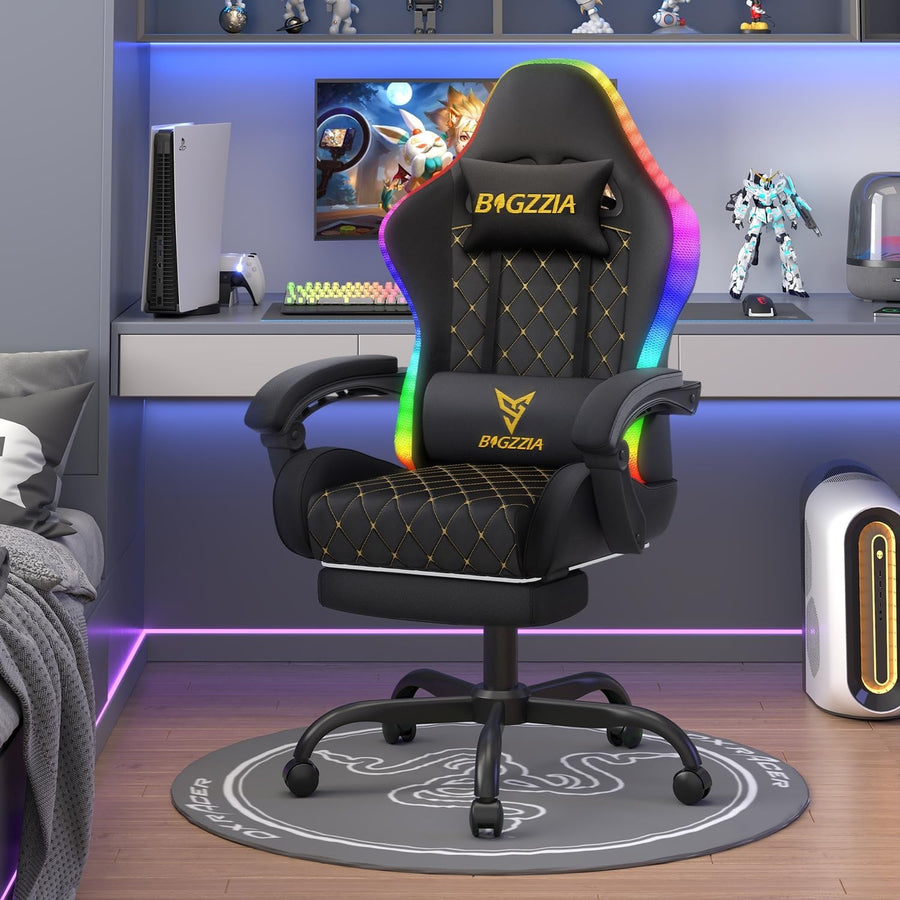 Gaming Chair with LED Lights Recliner Footrest Ergonomic High Back