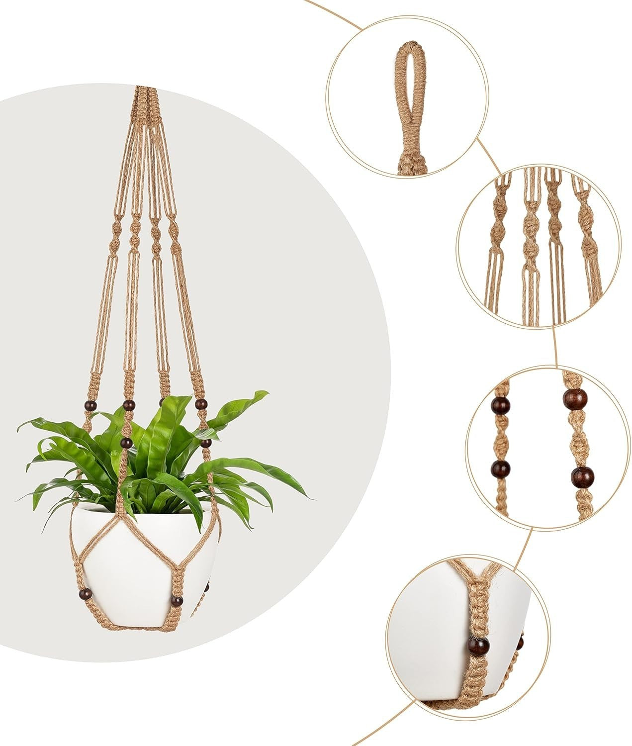43" Macrame Plant Hanger Boho brown Indoor Outdoor Pot Holder