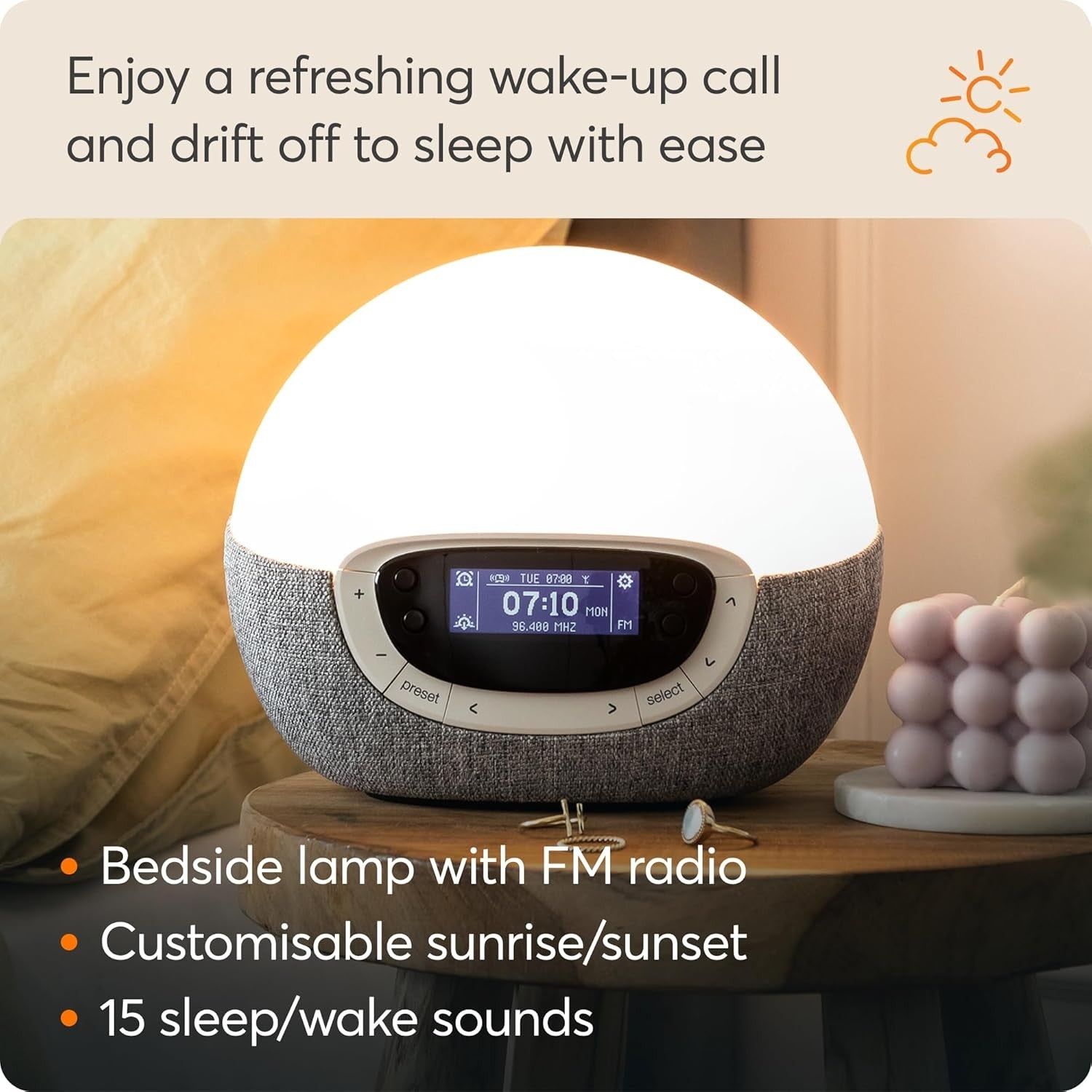 Sunrise Wake Up Alarm Clock Radio Dimmable Sleep Sounds Light Therapy