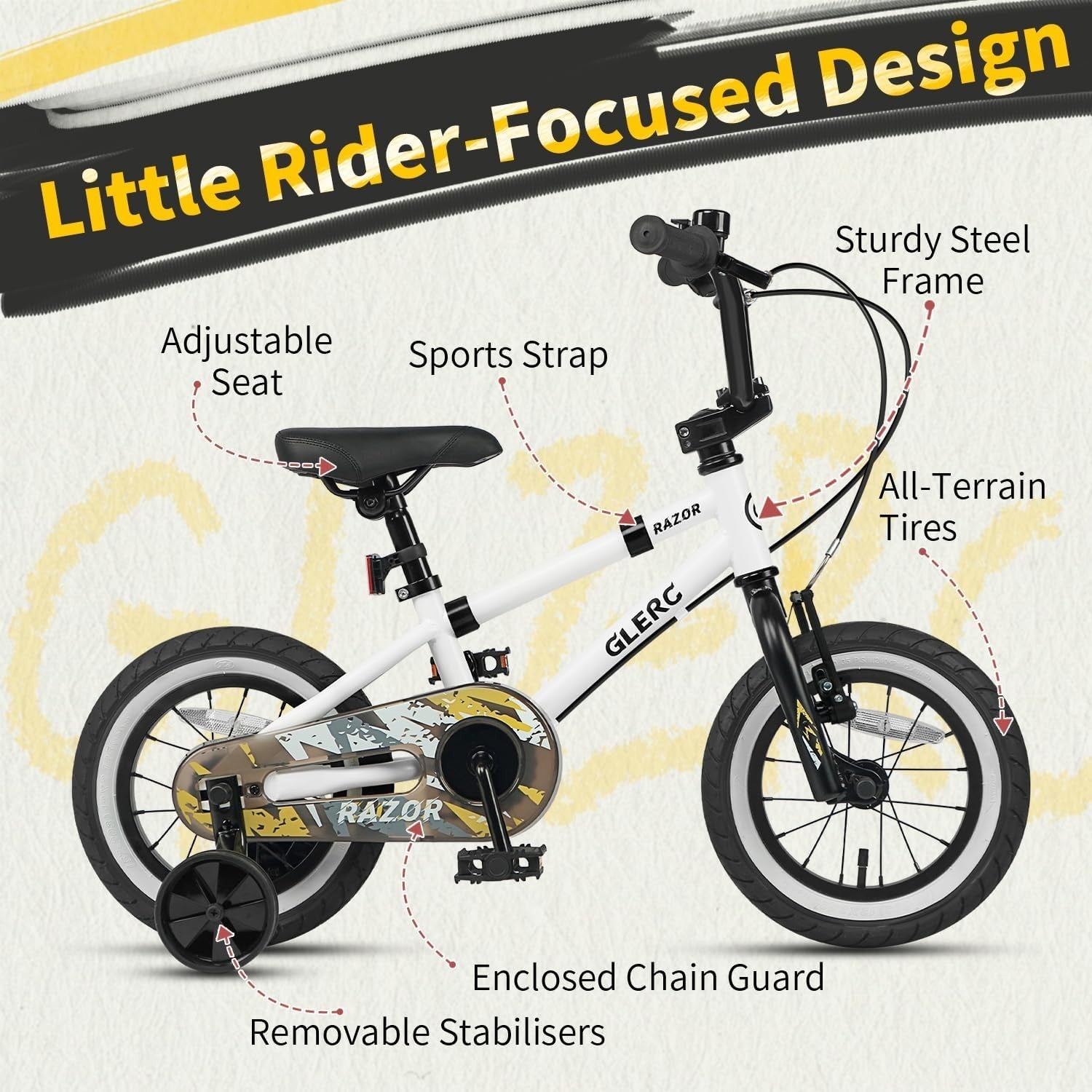 12 Inch Kids BMX Bike Boys Bicycle Training Wheels Bell White Age 2-4