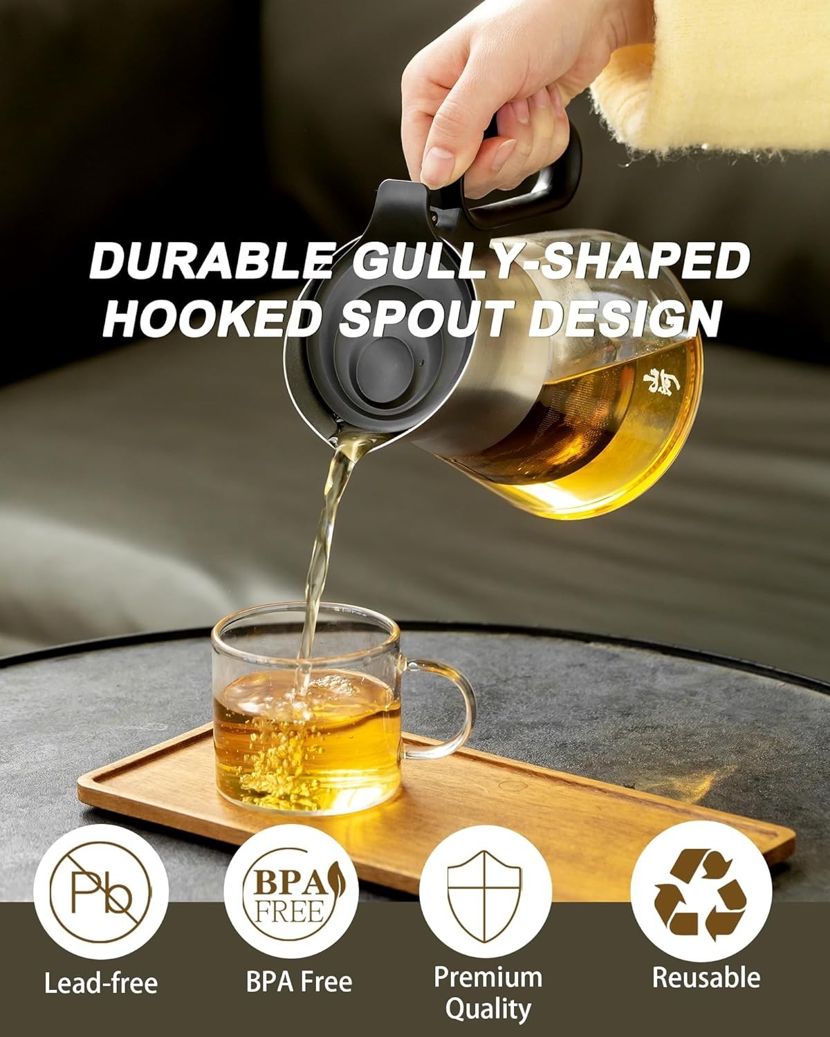 500ml Glass Teapot with Infuser Loose Leaf Tea Pot Stainless Steel Spout