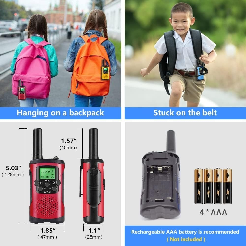 Kids Walkie Talkies 2 Way Radio 3 Mile Range 22 Channel Outdoor Toy Set