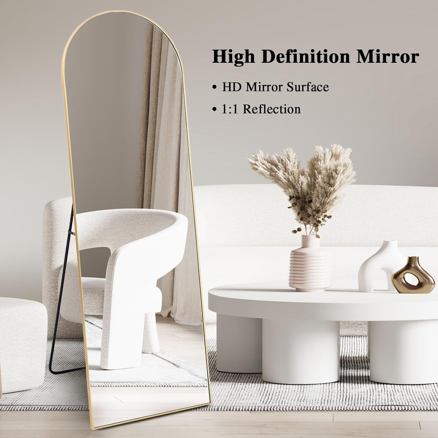 Gold Arch Full Length Mirror 147x44cm Wall Leaning Dressing Mirror