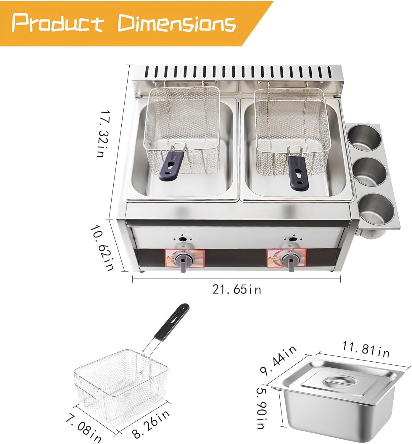 20L Dual Tank Gas Deep Fat Fryer LPG Countertop Stainless Steel