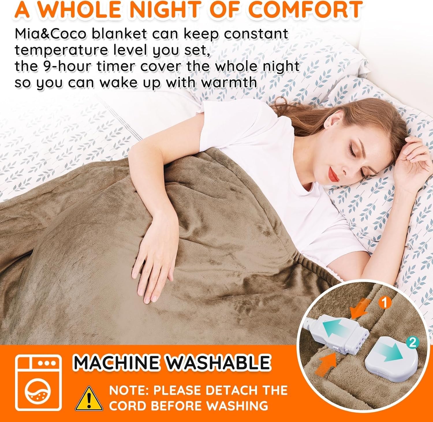 Electric Heated Throw Blanket Fast Heat 10 Levels Sherpa 180x130cm