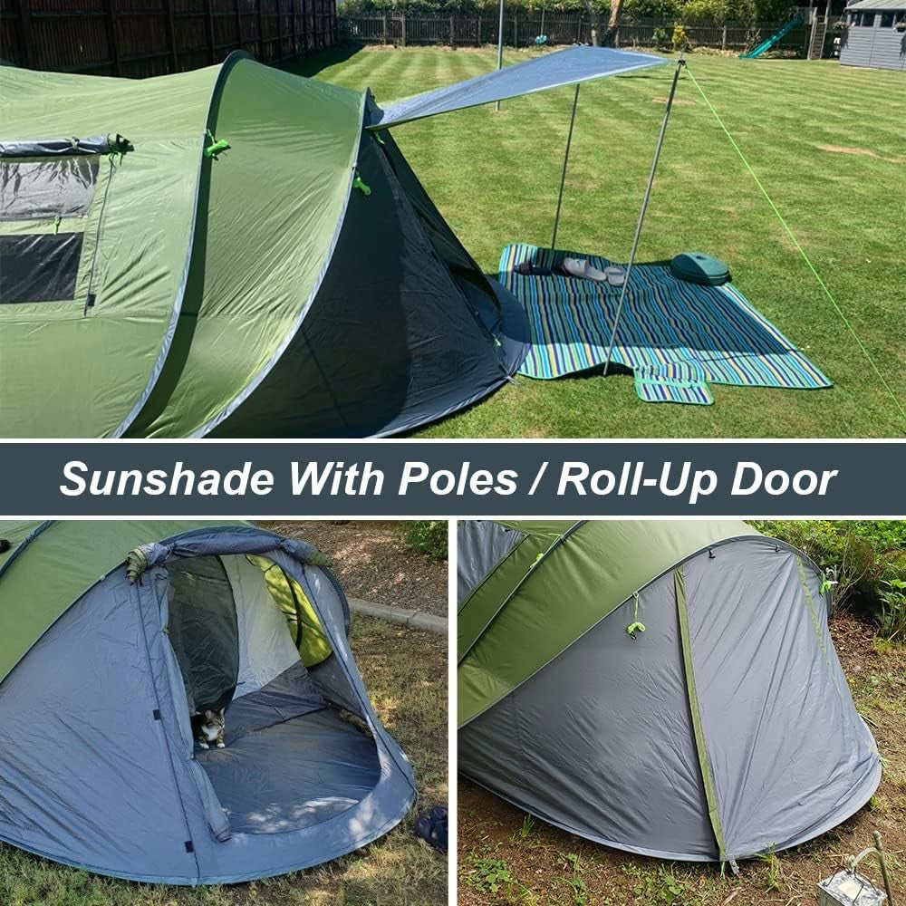 4-6 Person Instant Pop Up Camping Tent Waterproof 5 Window