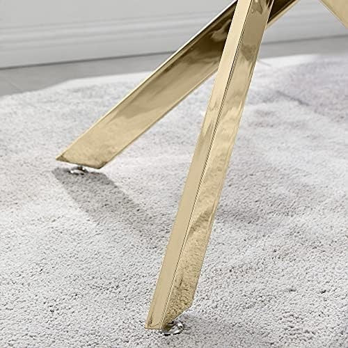 Rectangular Glass Dining Table 120x70x76cm Gold Starburst Legs 4-Seater
