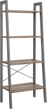 4-Tier Ladder Shelf Bookcase – Industrial Greige Storage Unit for Home & Office