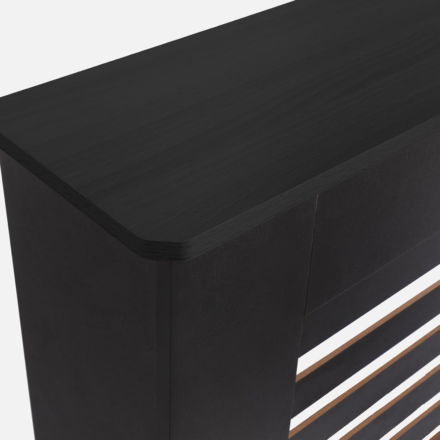 Small Black Slatted Radiator Cover 78x19x82cm – Modern MDF Cabinet