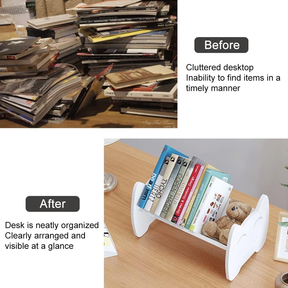 Compact Kids Desktop Bookcase – 5-Shelf White Wood Organizer for Children