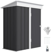 5x3FT Small Metal Garden Shed Lean-To Outdoor Storage House Lockable