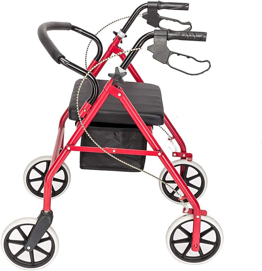 4 Wheel Rollator Walker Lightweight Folding Mobility with Seat Brakes Bag