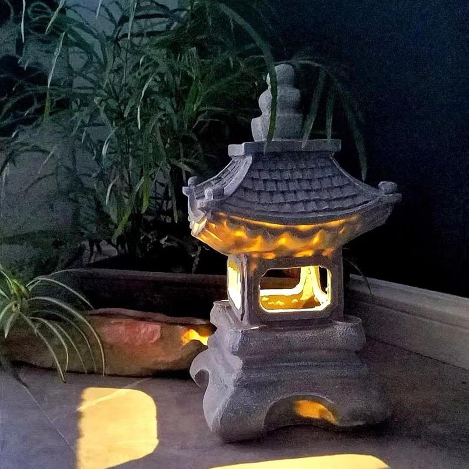 Solar Zen Path Light, Amber Glow Lantern for Garden, Patio & Yard