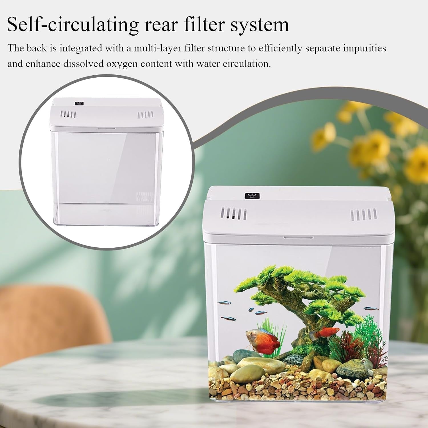 Nano Betta Fish Tank with Filter | Small Desktop Aquarium for Office & Home
