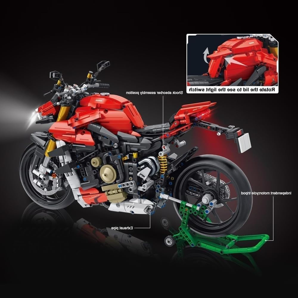 2221 PCS Technic Motorcycle Building Kit - Realistic Superbike Model Toy
