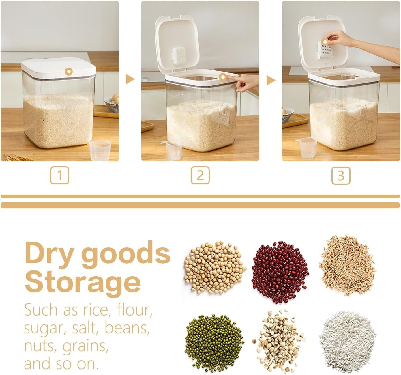 5L Flour Dispenser Airtight 10LBS Rice Cereal Storage