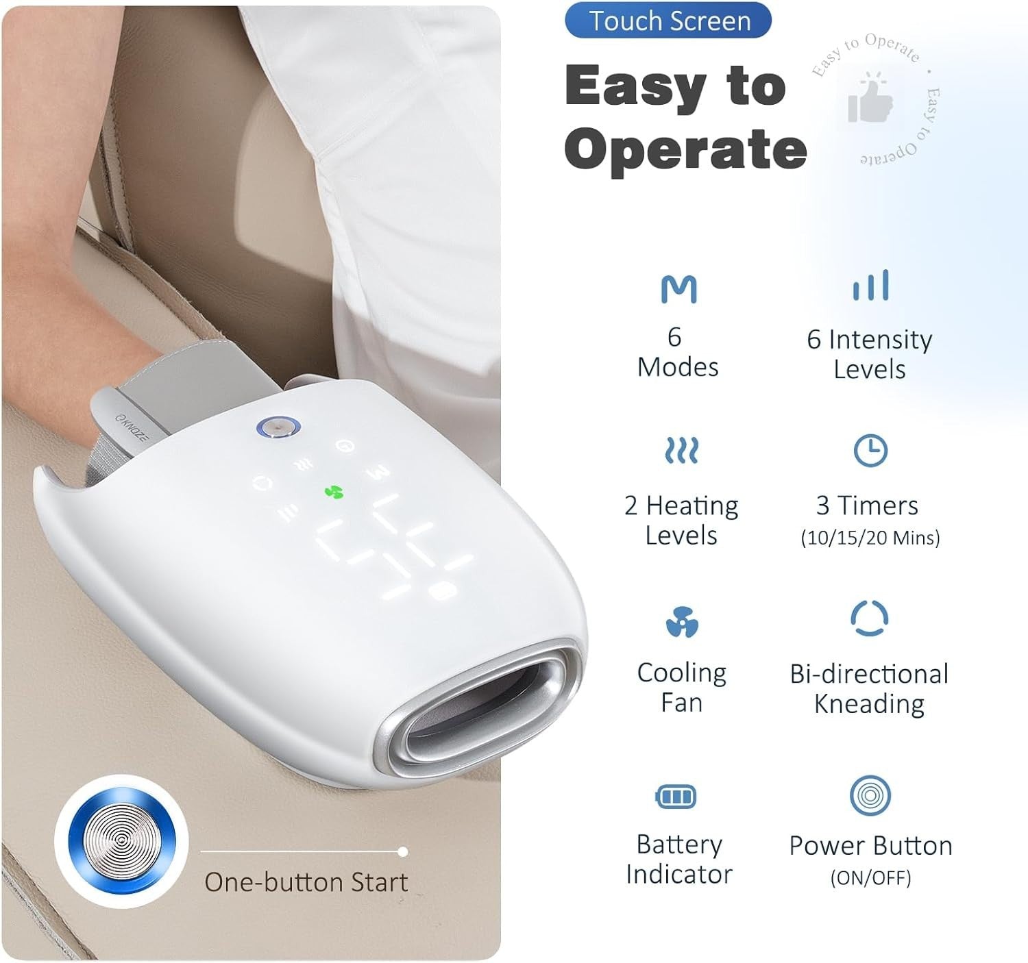 Hand Massager Electric Heat Compression Roller for Arthritis & Pain Relief