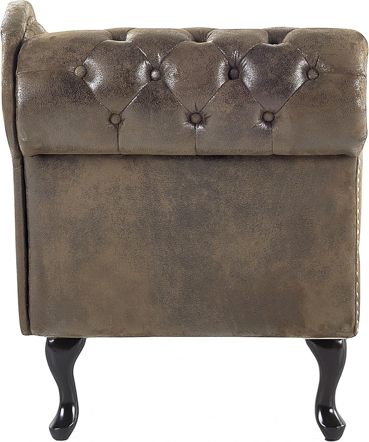 Left Hand Chesterfield Chaise Lounge Faux Suede Brown Sofa 169cm Elegant Tufted