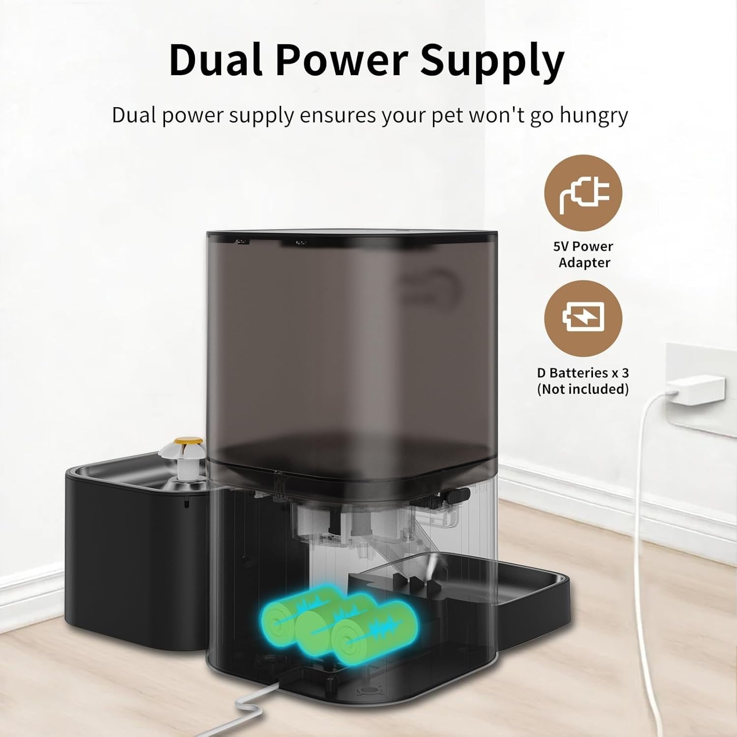 2 in 1 Smart Pet Feeder Water Fountain WiFi App Control 6L Auto Feed