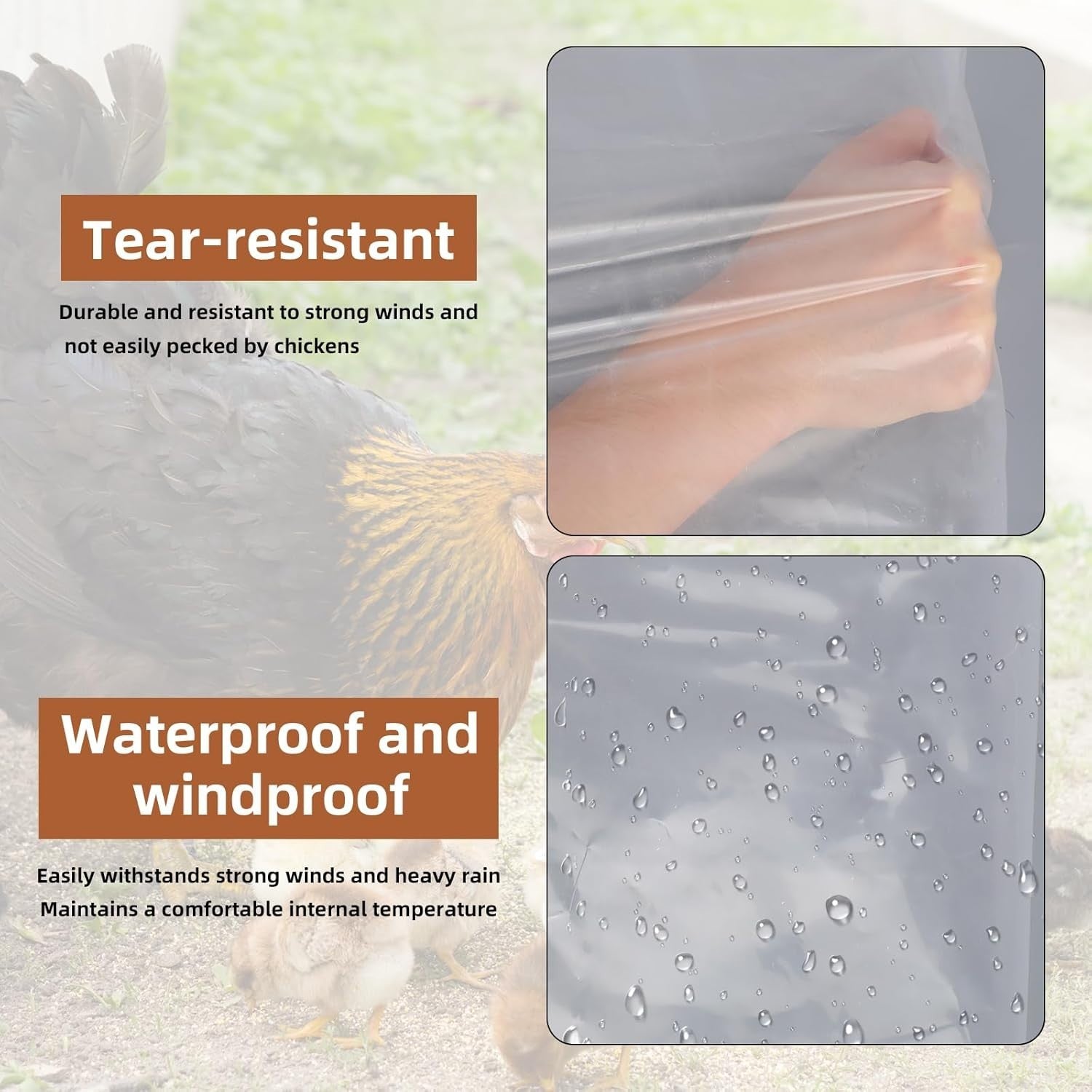 2PCS 4x2M Clear Chicken Coop Cover Waterproof PVC Tarp