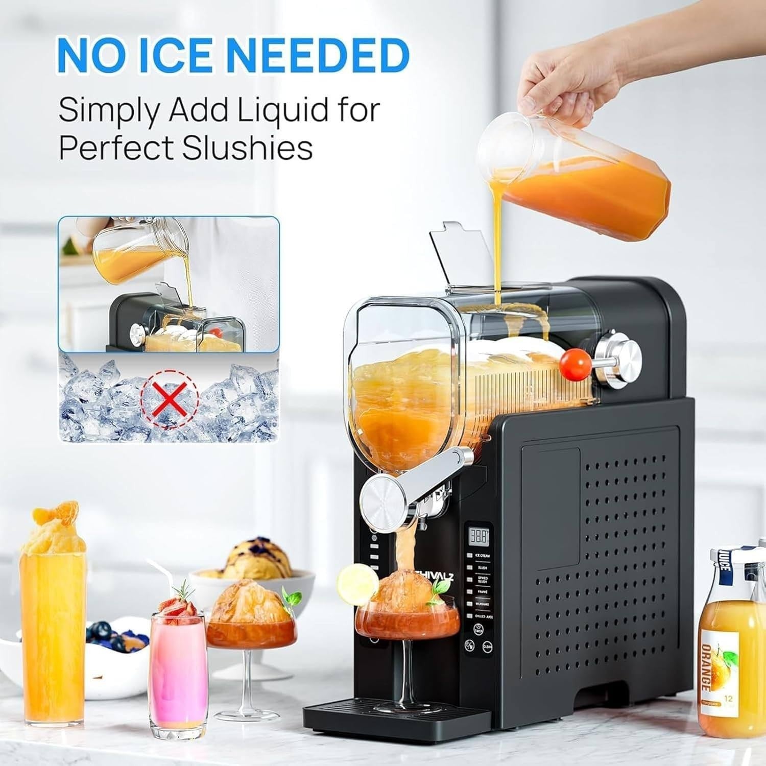 Frozen Slushie Machine 1.6L No Ice Drink Maker LED Self Cleaning