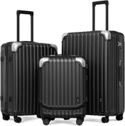 3 Piece ABS PC Hard Shell Suitcase Set 4 Wheel TSA Cabin Large