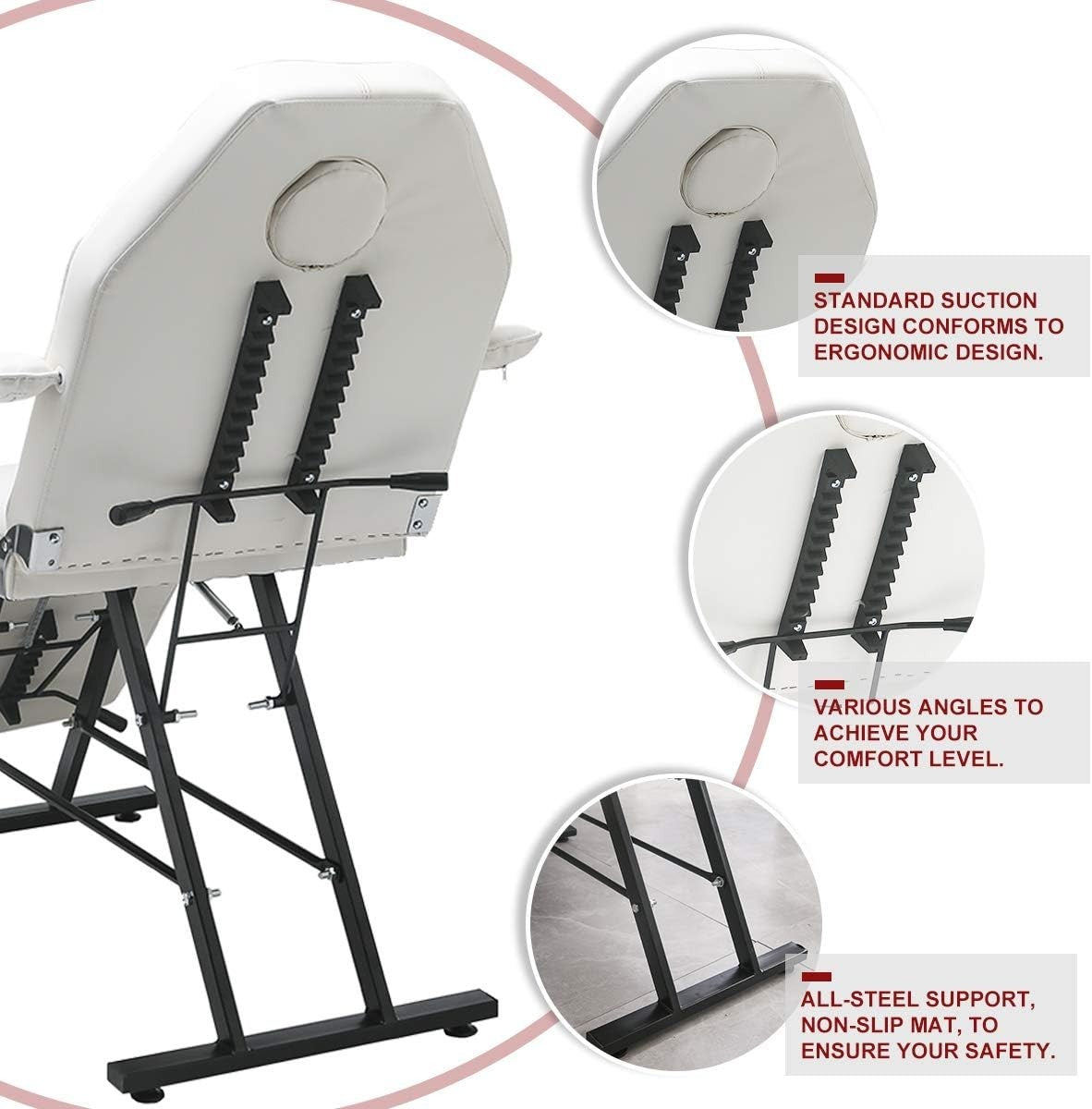 Adjustable Pedicure Massage Chair With Foot Spa Rolling Salon Stool