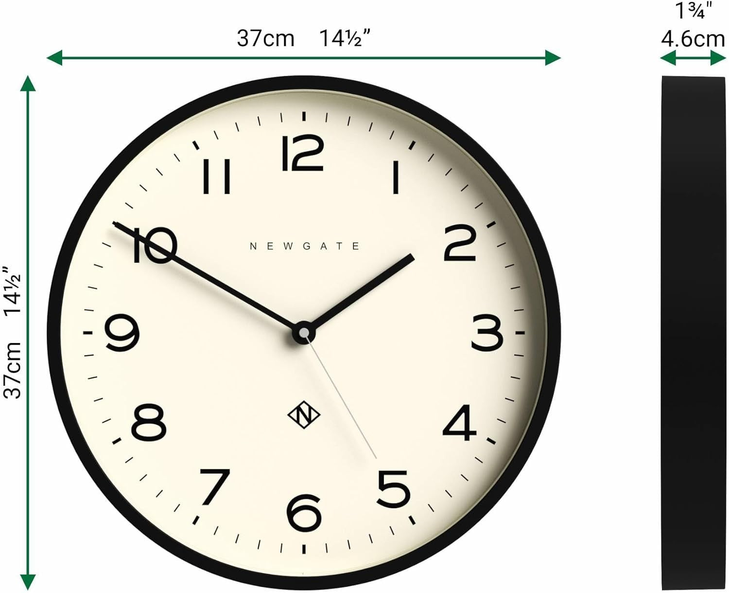 Modern Round Kitchen Wall Clock - Easy Read Numbers, Silent Battery Operated